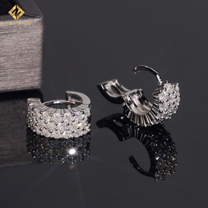 GRA Certificate Pass Diamond <b>Tester</b> Iced Out Mens Fashion 925 Sterling Silver Hoop Earrings - Product Image 3