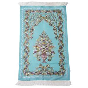 Alfombra de oración islámica acolchada, bordada con motivos florales, lavable y antideslizante para uso en el hogar y al aire libre. - Product Image 1