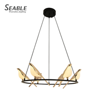 Lustre LED suspendu décoratif en acrylique et fer forgé, motif oiseau, 10 watts, pour salon, certifié CE