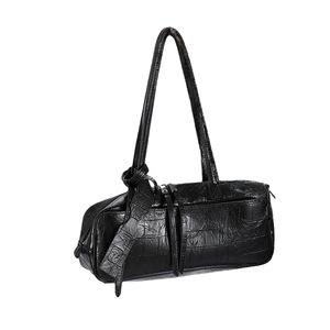 Black Crocodile-Embossed Baguette Bag for Women, Large Capacity <b>Leather</b> Shoulder Bag for Daily Commute & Travel - Product Image 1