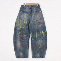 MC BUILD, fabricant de jeans en denim sur mesure, designer de jeans surdimensionnés délavés avec effet de peinture éclaboussée