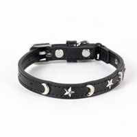 Collier réglable pour animaux de compagnie avec clochette et motif étoile lune pour chatons et chiots – Accessoires de promenade extérieurs pour chats et chiens