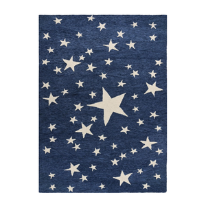 Alfombra de lana con diseño de estrellas azules modernas de tamaño personalizado de alta calidad directa de la India para pisos del hogar - Product Image 1
