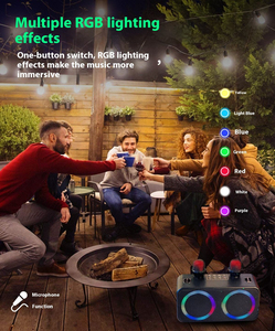 Portable TWS Function DJ Surround Stereo <b>Wireless</b> Loud Machine 2 <b>Microphone</b> Karaoke Set Speaker for Outdoor Party - Product Image 3