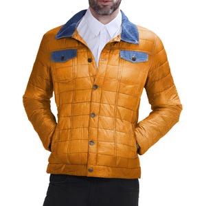 KIJJJJ5, chaqueta bomber acolchada personalizada para hombre, cuello levantado, manga larga, bolsillo con cremallera, Algodón puro, decoración de bordado con calefacción para esquí - Product Image 6