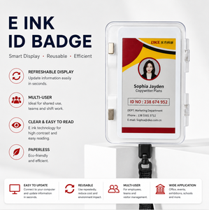 บัตรพนักงาน E Ink แบบกำหนดเอง บัตรสมาร์ทการ์ด NFC พร้อมชื่อ บัตรอิเล็กทรอนิกส์ ป้ายชื่ออิเล็กทรอนิกส์ หน้าจอ 3.97 นิ้ว ป้าย E Ink สำหรับพนักงานสำนักงาน - Product Image 1