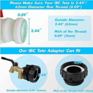 Tuyau de réservoir d'eau pour raccords de conteneur IBC à double sortie, vanne d'eau IBC 275-330 gallons, adaptateur de vidange d'eau de pluie IBC - Product Image 5