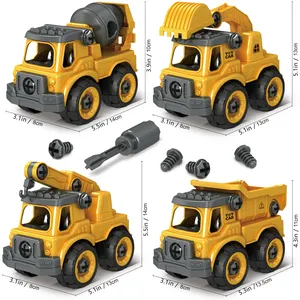 Factory DIY Assembly Car Toy Kids Construction Toys Disassembly Removable Engineering Truck OPP Bag Packing Cheap Toy