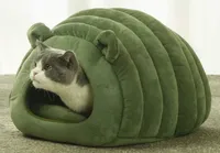 Maison pour chat semi-fermée, chaude, quatre saisons, résistante au vent et au froid, en tissu, pour chatons et chats adultes
