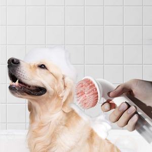 Brosse de massage pour animaux de compagnie pour chats et chiens - Brosse à bulles en silicone à long manche écologique, peigne doux pour le nettoyage des poils pour une utilisation en salle de bain - Product Image 1