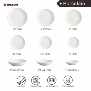 Plato de Porcelana Blanco Liso con Logotipo Personalizado, <span class=keywords><strong>Vajilla</strong></span> para Restaurante, Platos de Cerámica - Product Image 6