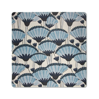 Tapis de Mahjong Carré Personnalisé en Gros, Motif Floral Lotus Bleu Art Déco, Coins Arrondis, Tapis de Mahjong pour Jeu à Domicile, Fête, Cadeau, OEM