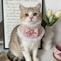 Colliers de luxe en polyester uni pour animaux de compagnie avec nœuds pour chats et chiens, bavoirs et accessoires hiver/printemps