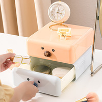 YBJ-G211 Boîte de rangement de maquillage moderne en plastique pour bureau, style tiroir, organisateur de cosmétiques avec compartiments, 20x21x7.5cm