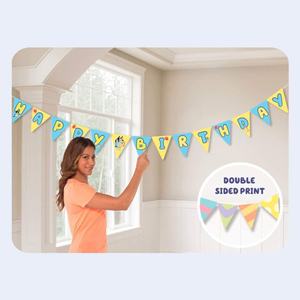 Pancarta de Feliz Cumpleaños de 4.5 Metros con Impresión a Doble Cara, Decoración de Plástico Triangular con Dibujos Animados para Celebración de Cumpleaños - Product Image 1
