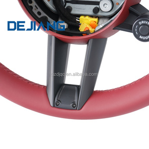 Volante Deportivo de Cuero Rojo Burdeos Completo a <span class=keywords><strong>Precio</strong></span> de Fábrica para <span class=keywords><strong>Porsche</strong></span> CARRERA GT 991 911 992 718 918 <span class=keywords><strong>Macan</strong></span> Cayman Panamera - Product Image 3