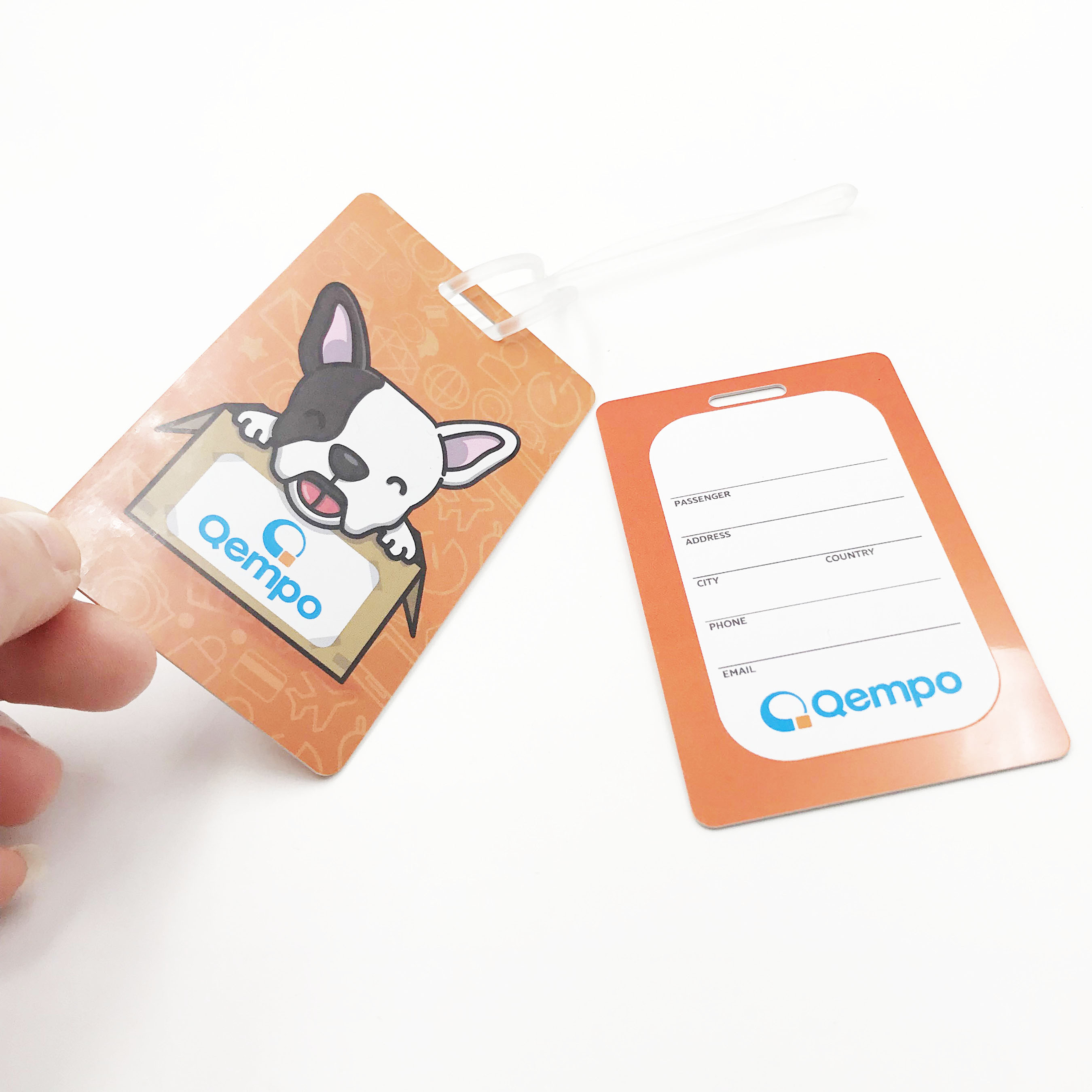 Waterproof PVC Printed Travel ID Name Tag Hard Plastic Customizable Luggage Label Writable Area Back No Minimum Order Offset