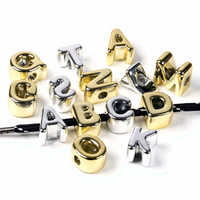 Perles lettres horizontales à grand trou en acrylique électroplaqué or et argent pour DIY : breloques de téléphone, bracelets, colliers, attaches pour cheveux, fleurs pour chaussures