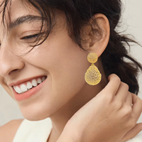 Boucles d'oreilles pendantes YTJX de style moyen-oriental, en filigrane doré lourd, creuses, en forme de goutte, vintage, surdimensionnées, pour mariage et fête