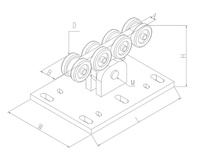 Roue de porte en porte-à-faux de 68mm avec chariot à 8 rouleaux pour profil 70x60