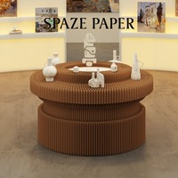 Présentoir de table rond en carton Spazepaper, présentoirs créatifs en carton pour parfums, étagère d'exposition en papier pliable