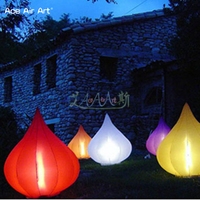 Ballon gonflable lumineux LED coloré en forme de goutte d'eau, modèle d'ail avec roues pour la publicité en fête et en cour