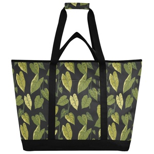 Large Capacity Hawaiian Kalo Design Black Adult Women Grocery Shop Insulated Tote Customize Cooler Bag With Logo - Product Image 1