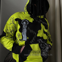 Hoodie Homme Court Sans Cordon en Coton Délavé Effet Vieilli avec Broderie et Patchwork Personnalisés – Coupe et Couture Uniques