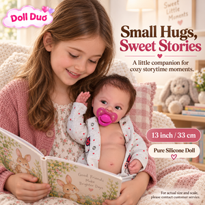ตุ๊กตาเด็กเกิดใหม่แบบเต็มตัวทำจากซิลิโคนขนาด 13 นิ้ว รุ่น Doll Duo Custom  แบบมองข้าง  ชุดรอมเปอร์ลายจุดแดง  ของขวัญคริสต์มาสส่วนตัวสำหรับเด็ก - Product Image 3