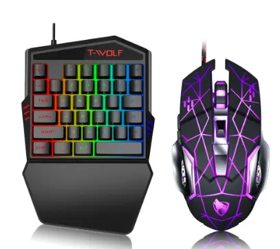 Amazon Hot Sales 35 Keys Mechanical RGB Led Backlit One Handed Gaming Keyboard And Mouse Wireless For PC And Mobile Phone