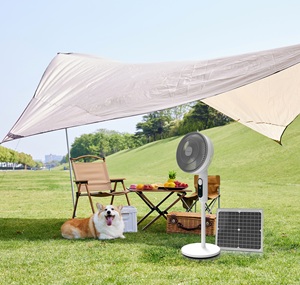Ventilatore solare ricaricabile a 3 pale con pannello e batteria, alimentato a corrente alternata/continua 10V. - Product Image 4