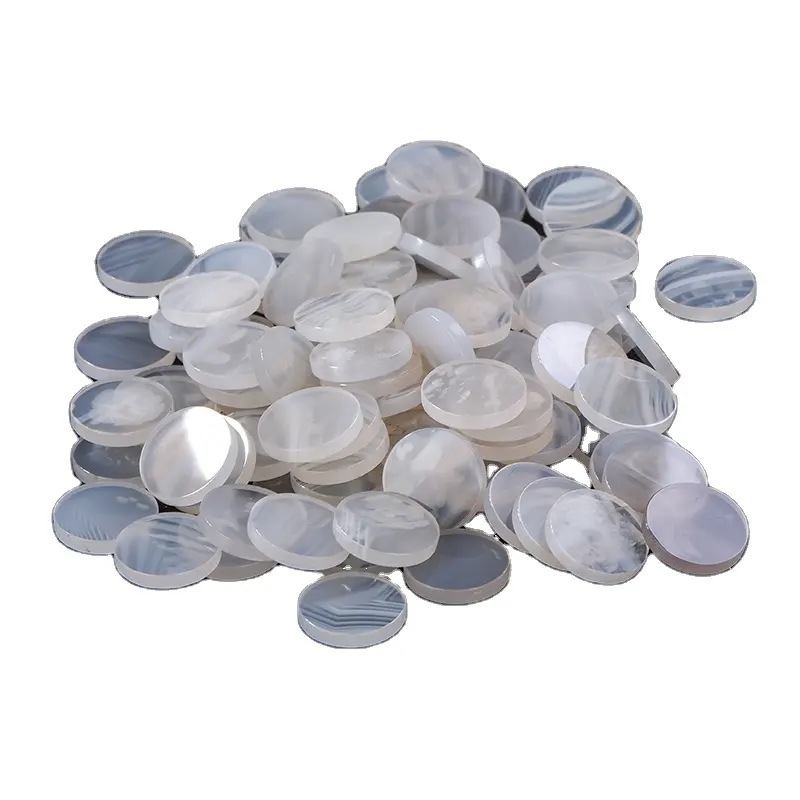 Wholesale Natural White Silk Agate 12mm Double Flat Round Agate Gemstone For Jewelry Making