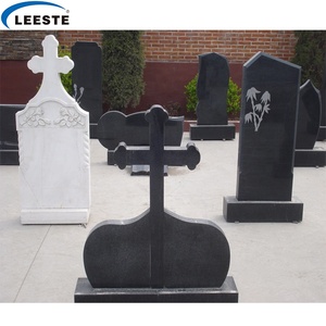 Mármol y granito con lápida de una sola cruz y corazón negro - Product Image 6