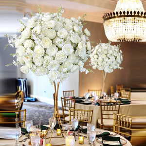 Hot Sale Large <strong>White</strong> <strong>Hanging</strong> Rose Artificial Flower Table Centerpiece for Wedding Reception &amp; Event Decor Custom Available - Product Image 1