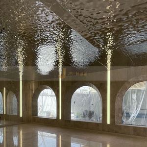 LL338 Lámina Metálica de Acero Inoxidable con Acabado Espejo Plateado y Diseño de Ondas de Agua en Relieve para Decoración de Paredes y Techos en Centros Comerciales - Product Image 2