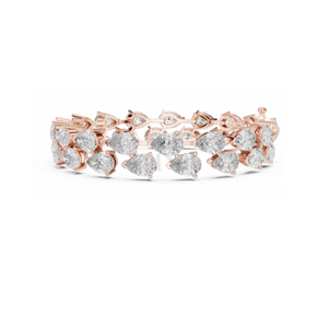 Pulsera de Oro Macizo con Diamantes en Forma de Pera Escalonados y Dos Filas de Diamantes en Forma de Lágrima Creados en Laboratorio, Lujosa y Elegante - Product Image 6