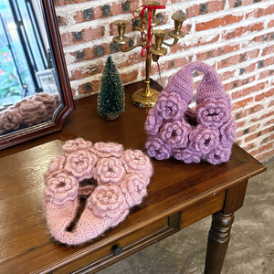 Ngọt Ngào handmade bông sợi dây thừng Crochet Top xử lý túi hoa len vải sợi Vai Túi dệt kim Túi xách dệt đan Ví - Product Image 4