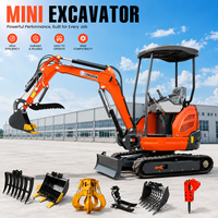 Mini Excavadora con Orugas de Goma de 0.8, 2 y 2.5 Toneladas, Accesorios Hidráulicos para Jardinería, Agricultura y Excavación de Zanjas
