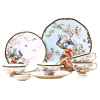 Service de table en céramique de luxe, ensembles de vaisselle minimalistes, ensembles d'assiettes en porcelaine, ensembles de vaisselle en porcelaine osseuse, cadeaux pour 6 personnes