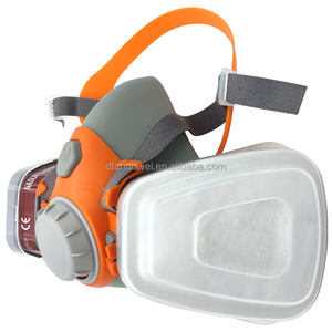 Amplio campo <span class=keywords><strong>de</strong></span> visión Industrial con máscara <span class=keywords><strong>de</strong></span> gas <span class=keywords><strong>de</strong></span> media cara <span class=keywords><strong>de</strong></span> color naranja duradero con cartuchos <span class=keywords><strong>de</strong></span> filtro doble - Product Image 4