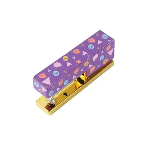 Custom printing office desktop metal rose gold stapler hot stationery stapler in colored box