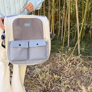 Pet <b>Backpack</b> Oxford Cloth Medium Capacity Portable <b>Cat</b> <b>Carrier</b> Dual Shoulder Bag - Product Image 2