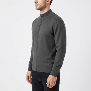 Custom OEM ODM GOTS Cotton Full Sleeve <b>Cardigan</b> <b>Sweater</b> Coat Knit <b>Sweater</b> Winter Men Zipper <b>Sweater</b> Light Brown - Product Image 6