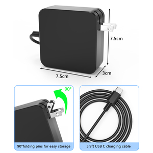 เครื่องชาร์จแล็ปท็อปอเนกประสงค์65W USB C สำหรับ Lenovo Dell HP Asus <span class=keywords><strong>Chromebook</strong></span> <span class=keywords><strong>Samsung</strong></span> LG GRAM MacBook <span class=keywords><strong>Pro</strong></span> Type C - Product Image 2