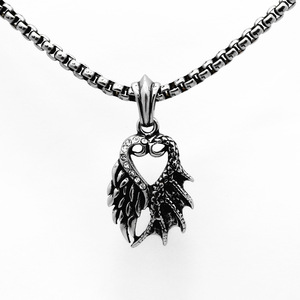 yunnique Swan <b>Couple</b> Pendant Stainless Steel Wings Heart Shape <b>Necklace</b> Gift For Women - Product Image 1