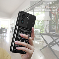 Coque de Téléphone Antichoc PC pour Xiaomi Redmi A5/A3/A1/15 Ultra/14/13/12 avec Anneau de Support et Cache Caméra Coulissant