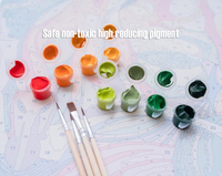 Kit de Peinture à l'Huile par Numéro DIY avec Sept Couleurs, Peinture pour Adultes sur Toile avec Pinceaux