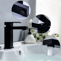Robinet HGAO moderne monocommande en laiton noir, avec cartouche céramique, dosage intégré, sans plomb, PVD anti-rayures, à poser sur comptoir, 2 fonctions