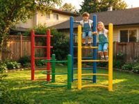 Structure d'escalade pour enfants avec barres de grimpeuse, équipement de jeu extérieur, ensemble d'échelles d'escalade colorées pour maternelle, parc et jardin