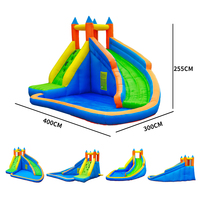 Château gonflable d'été Moonwalk pour l'extérieur avec toboggan aquatique 400x300x250cm Capacité 3 personnes